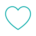 Teal outline of a heart
