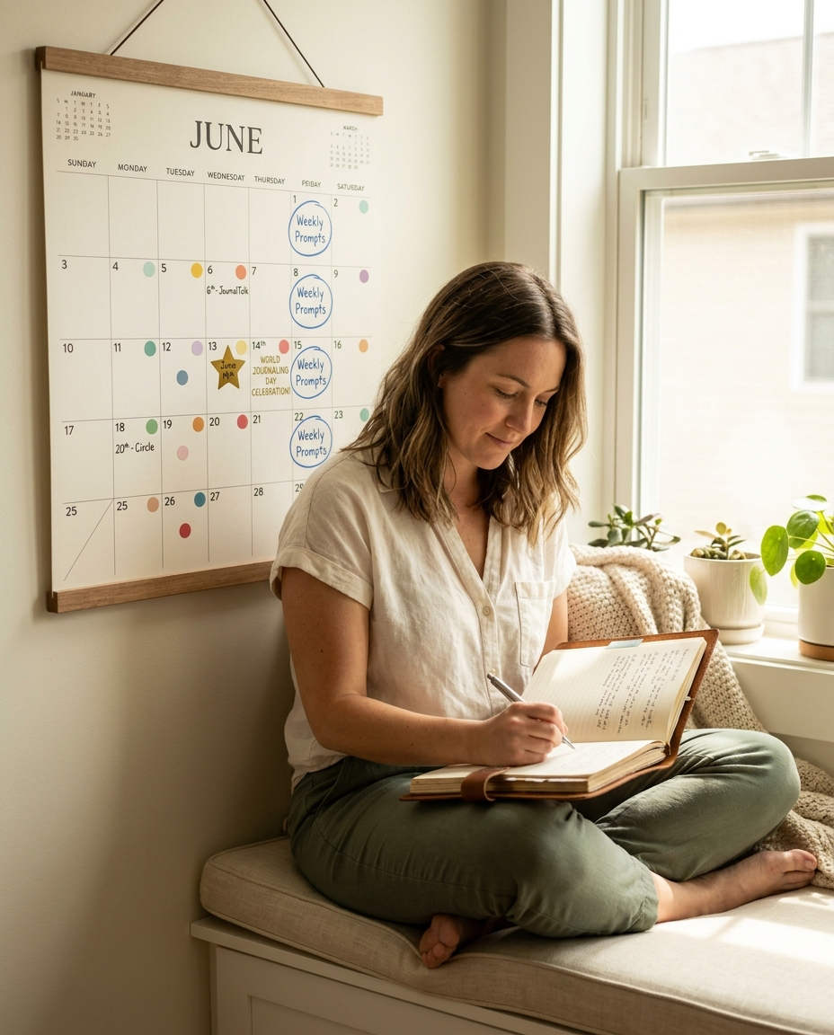 Person journal writing following the IAJW Membership Rhythm